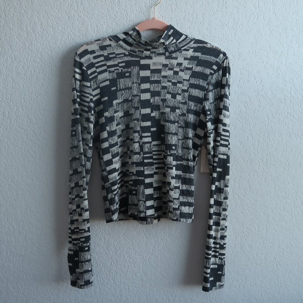 Daily Practice by Anthropologie Black & White Geometric Print Top Size Medium